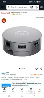 Dell DA310 USB-C 7-in-1 HUB, Type C Laptop Compatible