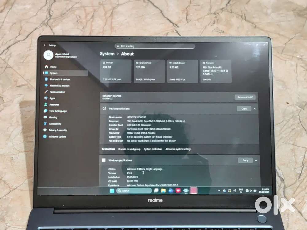 Relame slim i3 11th gen 256