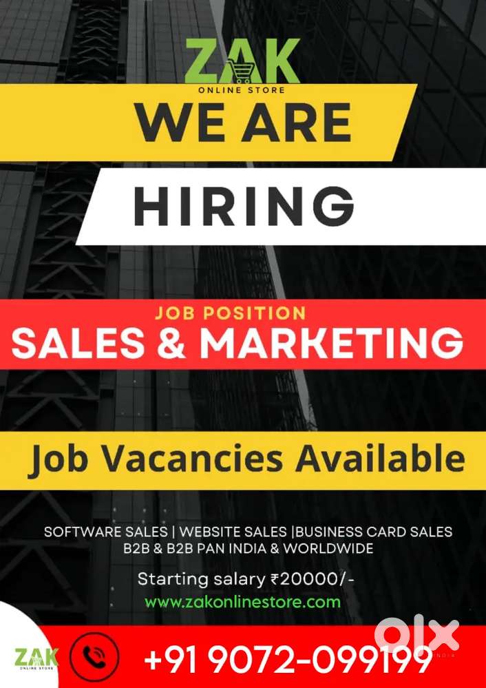 JOB REQUIRED FOR SALES AND MARKETING