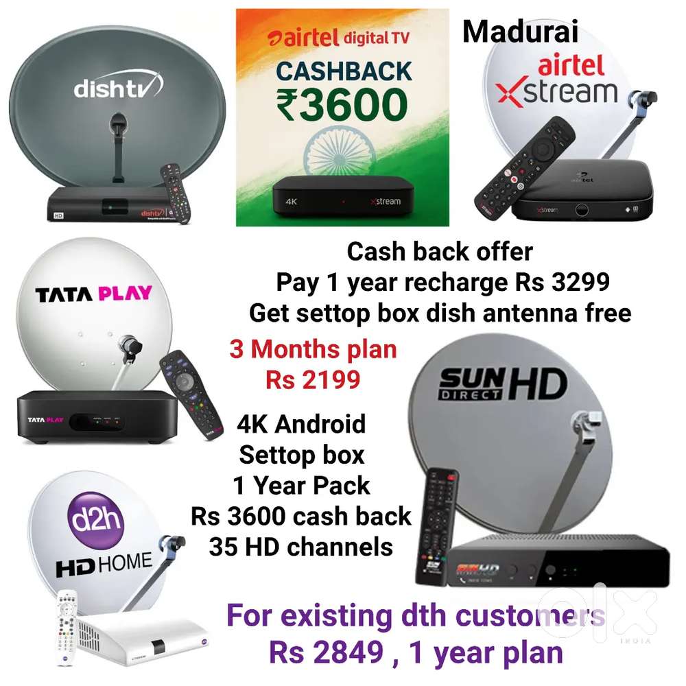 AIRTEL DTH ! TATÀ ! SUNDIRECT ! PLÀY ! DISHTV ! VIDEOCON D2H ! LED TV