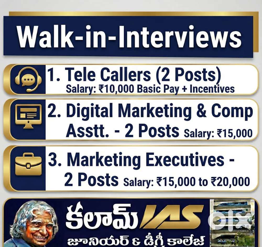 multiple job vacancies on spot rajamundry East Godavari