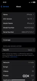 I phone x 256 gb battry cheng