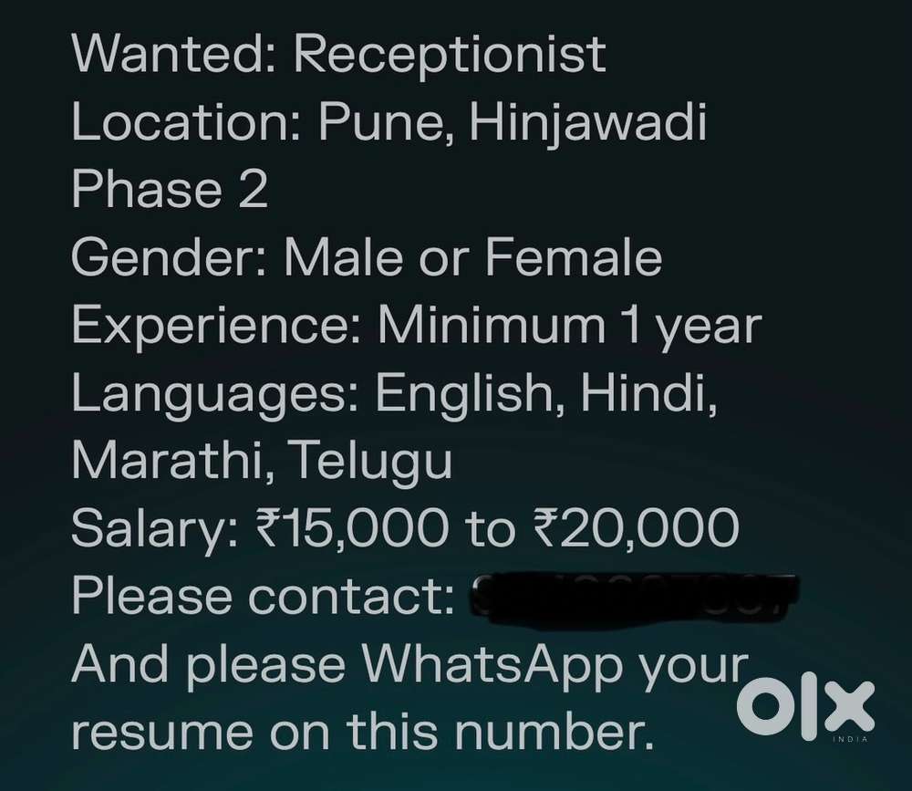 I want receptionist with good communication skills