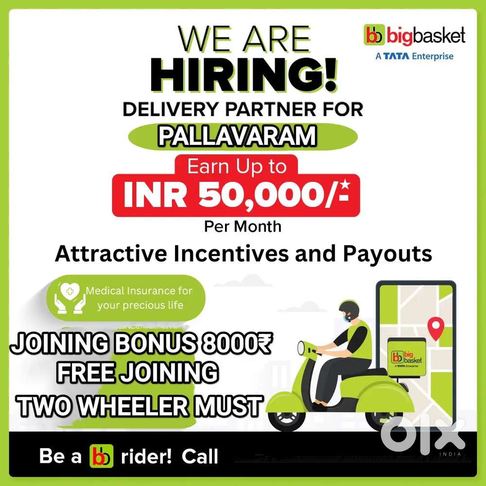 BIGBASKET PALLAVARAM மளிகை டெலிவரி மாதந்தோறும் ₹40,000* சம்பாதிக்கலாம்