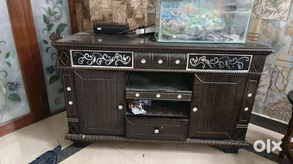 Tv table with many storage shelf