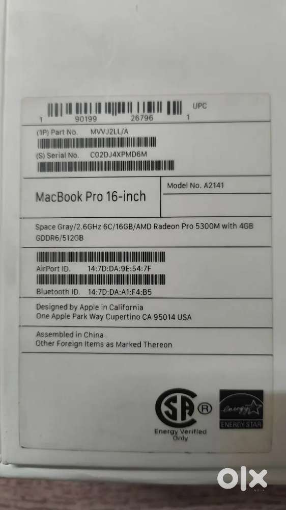 MACBOOK PRO 16INCHES