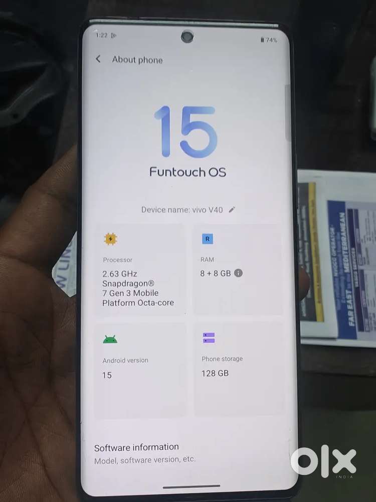 Vivo V40 128/8 Warranty October 12 tak baki only back penal crack