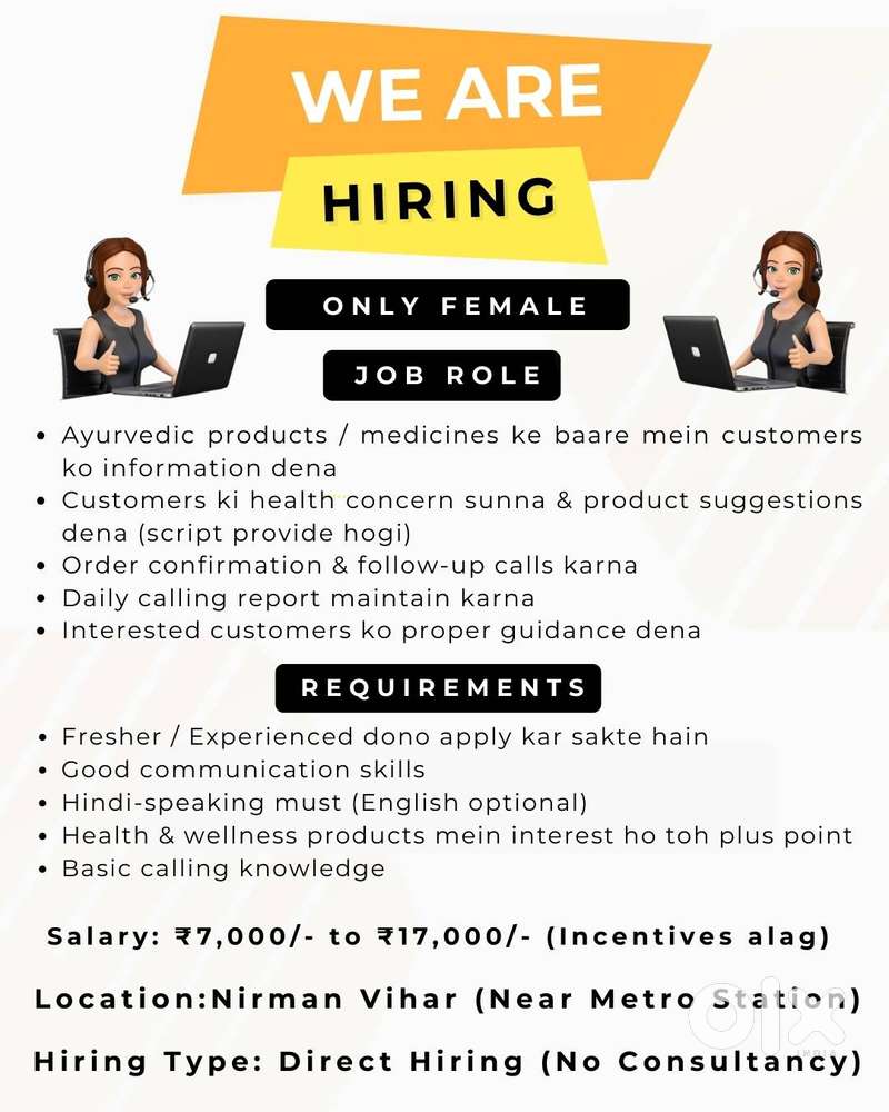 Customer Support Executive – Ayurvedic Products  Fresher/Experienced