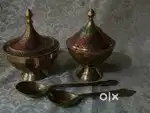 Antique pure solid heavy serving bowls with spoons