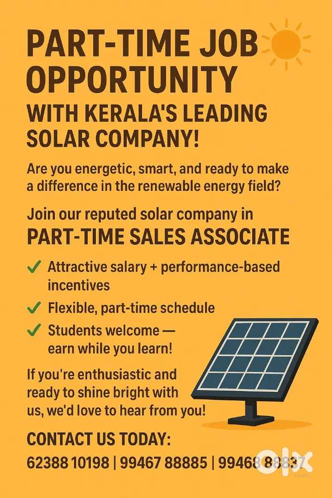 Part Time Job - Calicut district Only- Sales Promotior- Solar Products