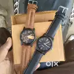 Leather strap 3 analog watch combos for men