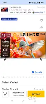 LG UR7500 (108 CM ,43 inches) with guarantee