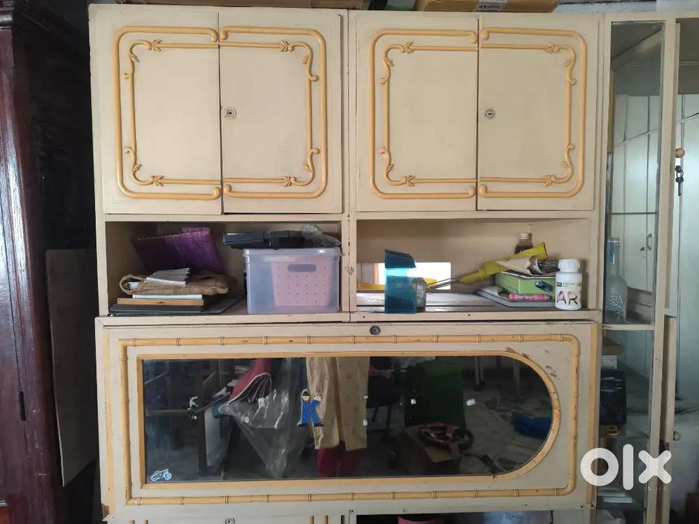 Solid Wood Study Table + Storage Cabinet (Used, Good Condition)