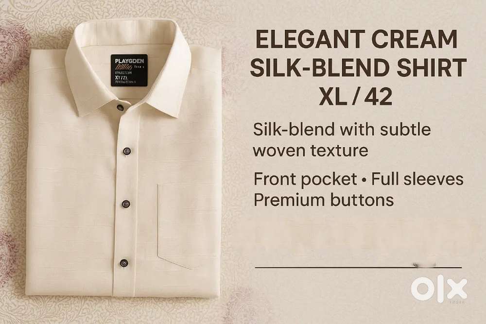 Elegant Cream Silk-Blend Shirt  – Perfect for Festive & Formal Wear