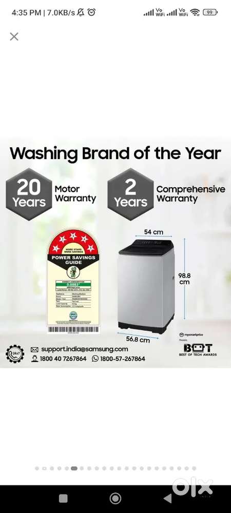 Samsung automatic washing top load ecobubble