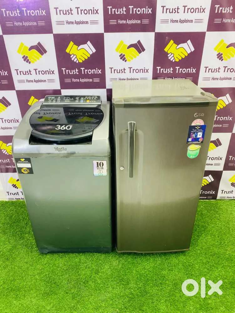Lg single door fridge and whirlpool washing machine 6.5kg with demo