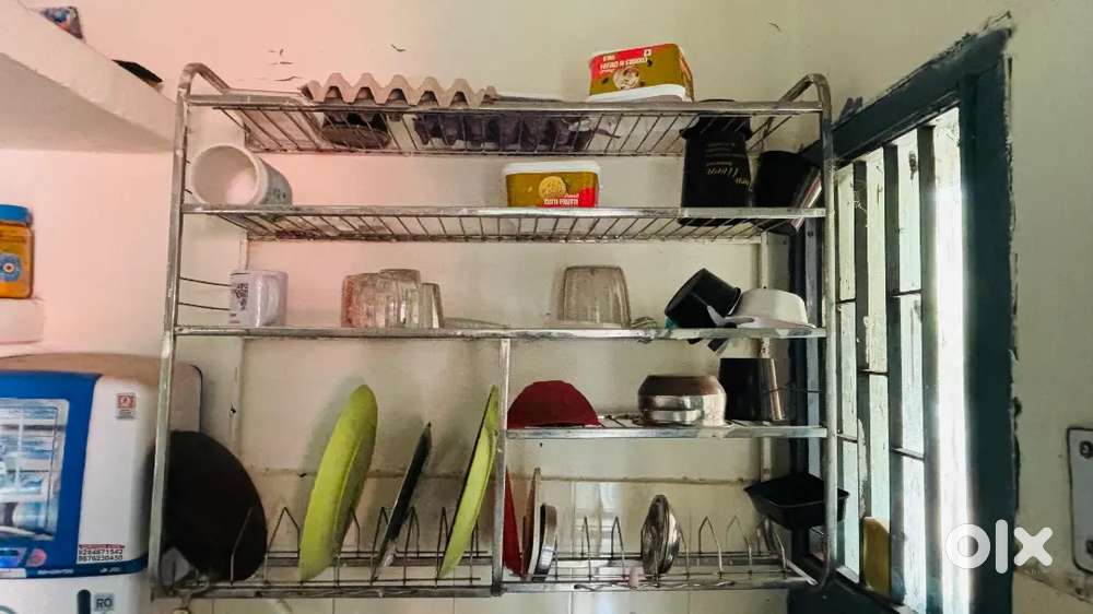 Kitchen rack/stand (Stainless steel) + basin mirror + washroom corner