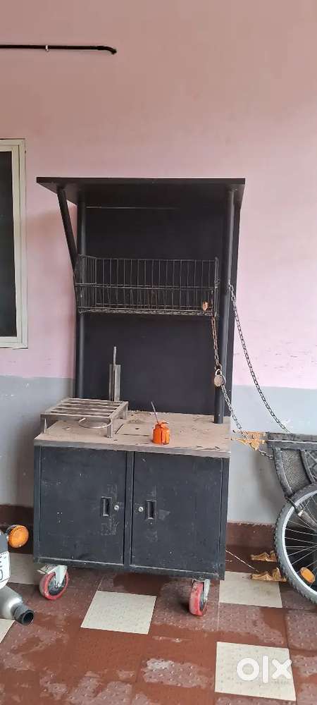 food cart counter-heavy iron & SS with castor wheels, unused condition