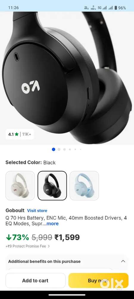Boult Q headphone with Charging cable and aux cable
