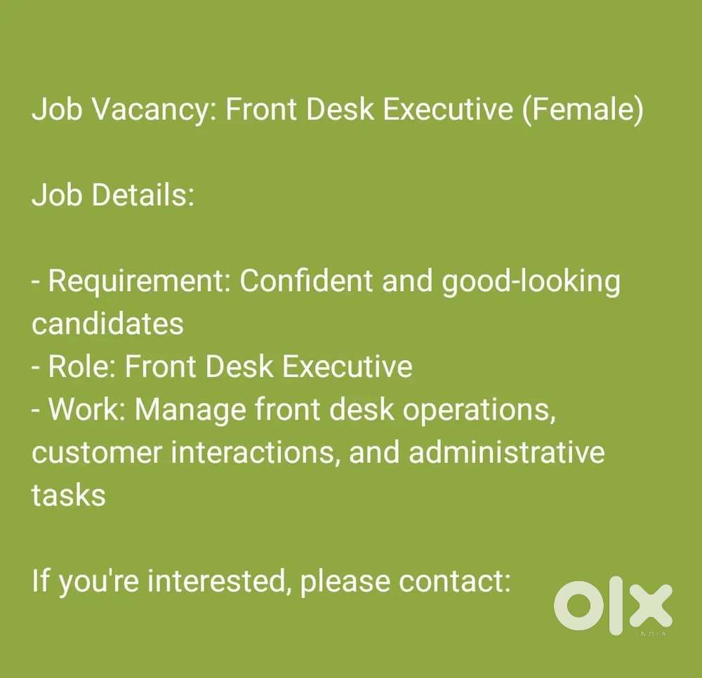 Vacancy for Female Staff