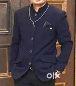 Jodhpuri suit two side wear front black & back side blue
