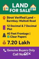 12 Decimal & 7 Decimal Land for Sale – Barmbay–Maltodi Road