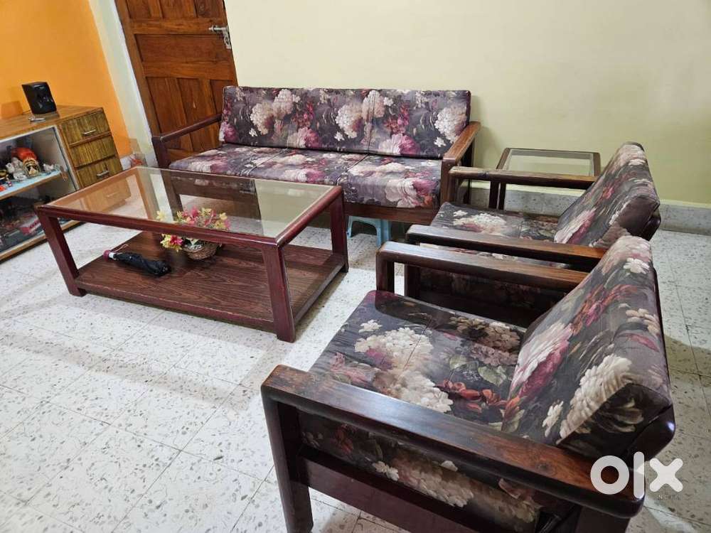 Premium Teak Wood Sofa Set with Center & Side Table