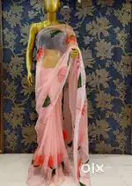 NEW PREMIUM HANDPAINTED ORGANZA SAREE