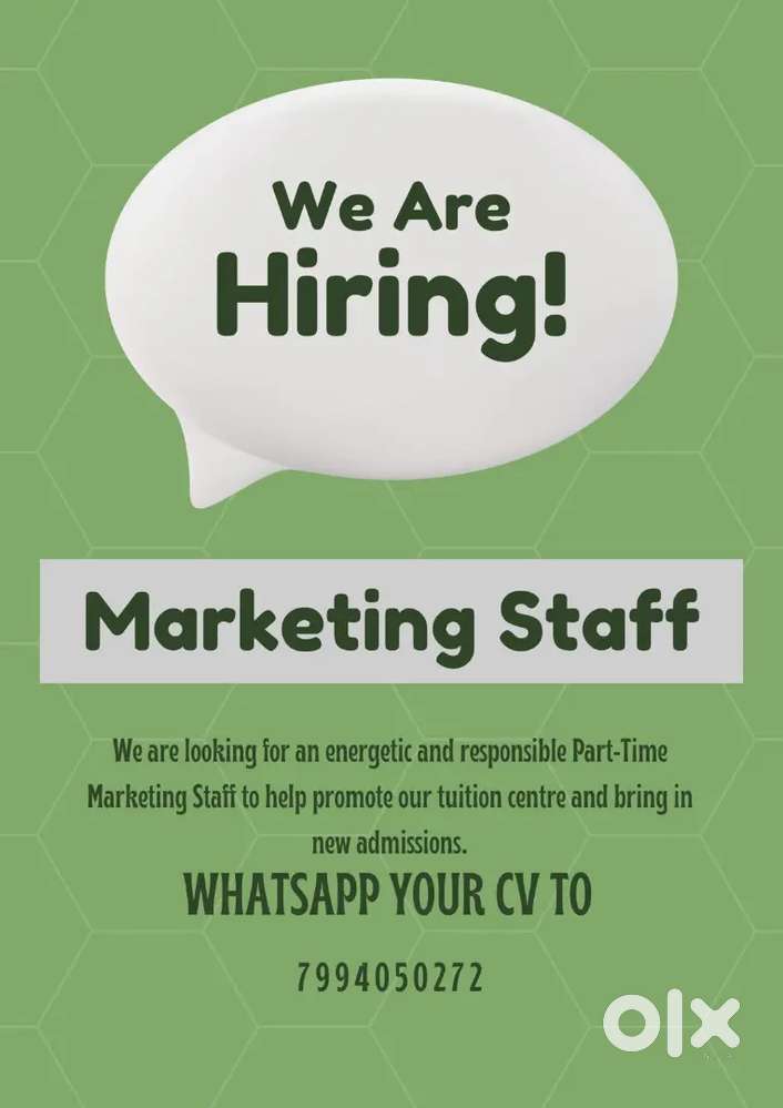 Need a part time marketing staff for tuition centre
