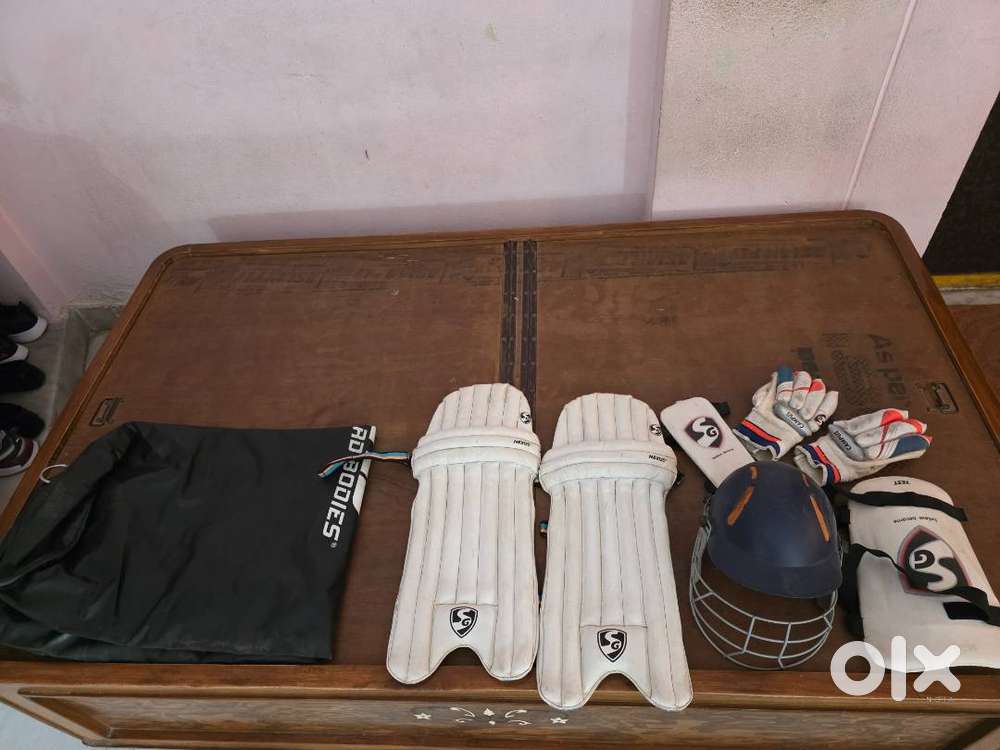 Cricket Equipments with a punching bag