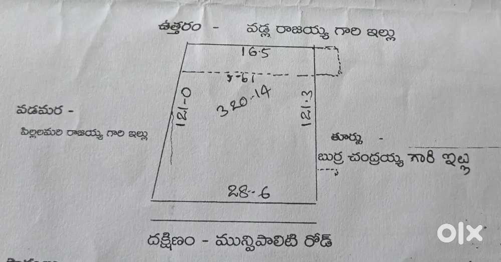 Plot size of 320 sq yards, Main area plot