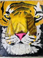 19x20  inches acrylic hyper realistic canvas painting of tiger face.