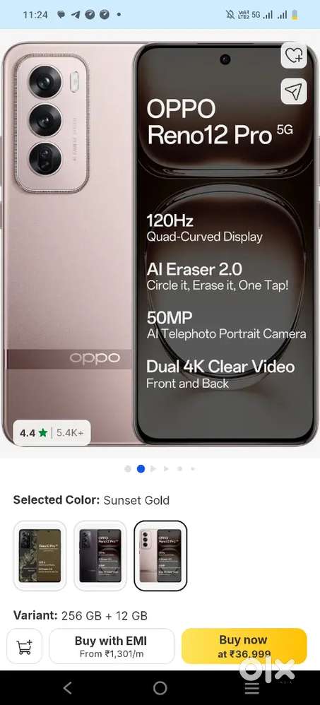 RENO 12 PRO 5G/12GB RAM/256 GB INTERNAL/EXCELLENT CONDITION