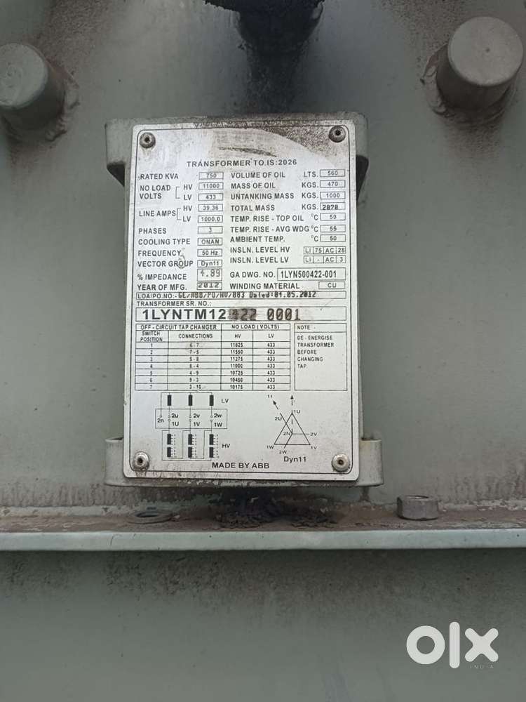 Transformer, Electricals panel and injection moulding machine