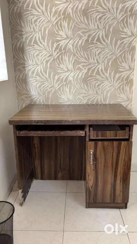 Compact Wooden Computer Table/Study Desk with Drawer & Storage Cabinet