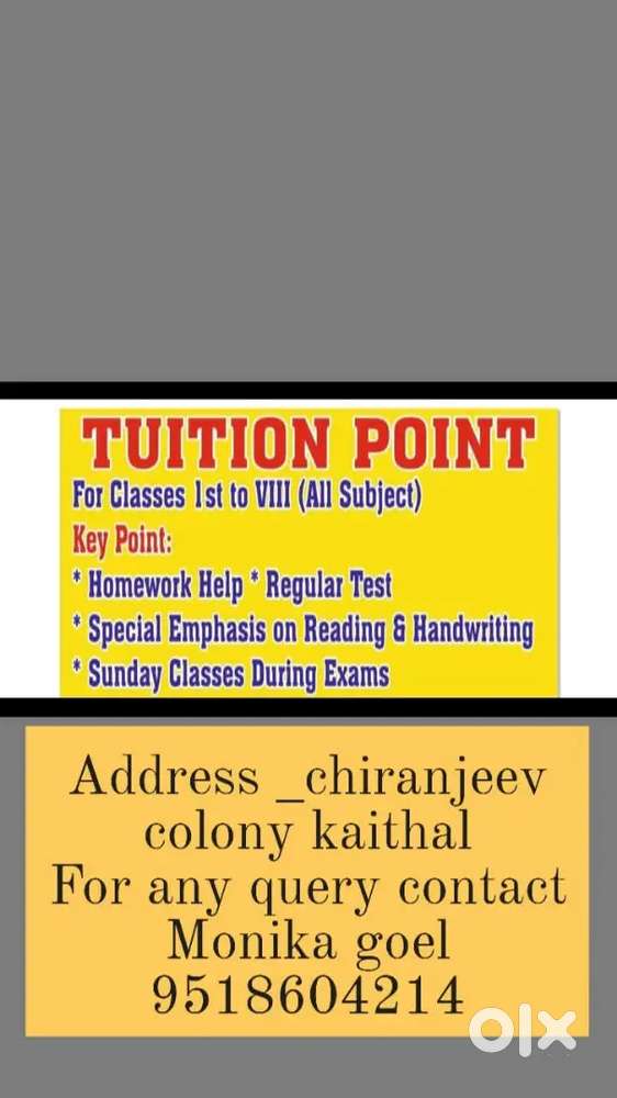 Tution for classes Ist to 8