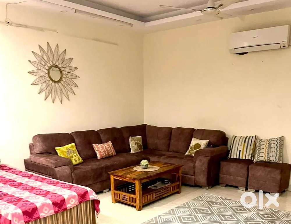 7 seater sofa set L shaped brown