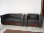 Full grain black leather veneer sofas 6 seater for sale