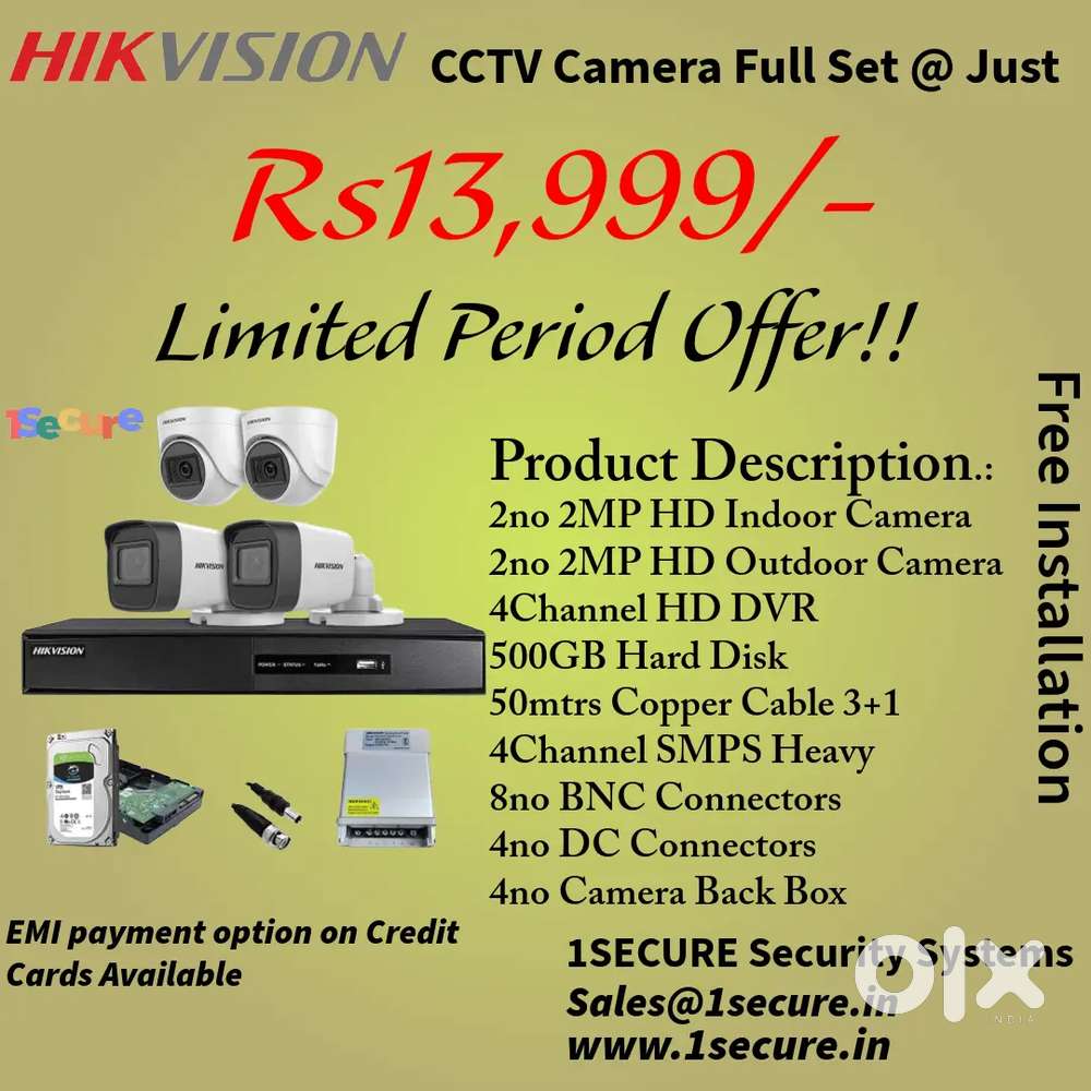 Book Now – Limited Stock Hikvision 4 Cctv Camera full set