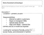 Store Assistant at boutique