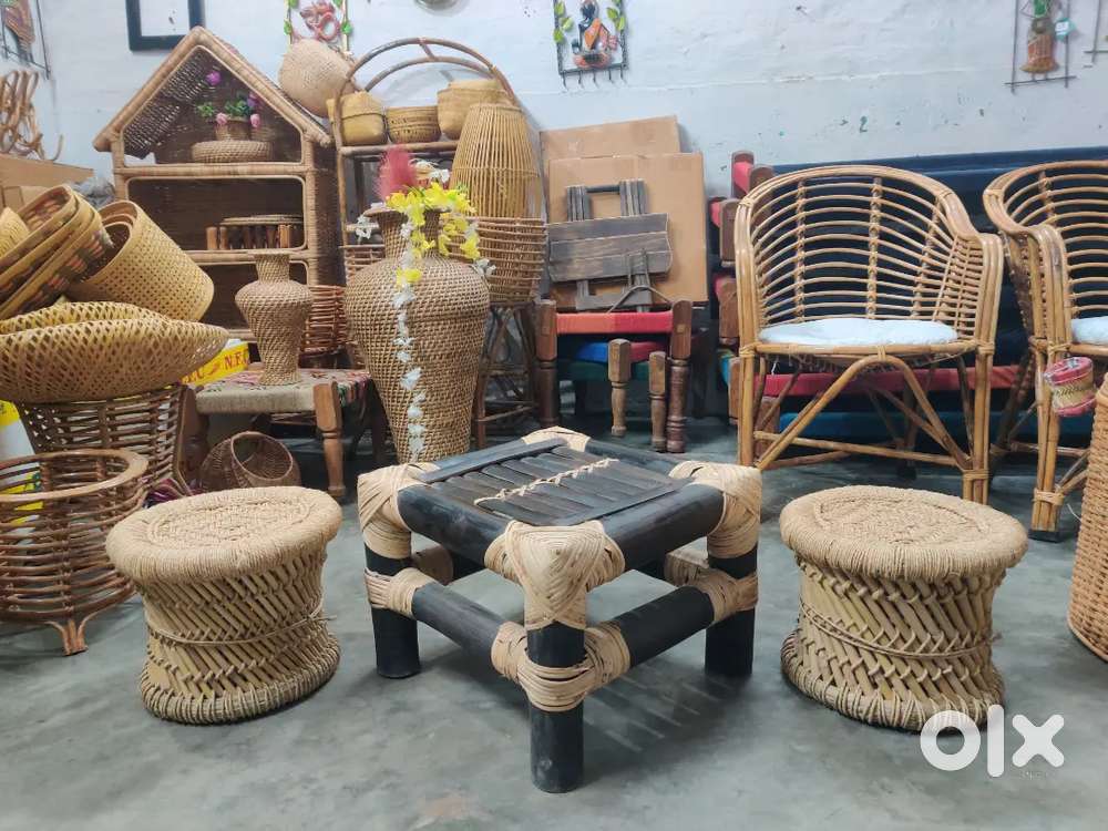 Bamboo mini table bamboo mudha stool iron stool frame charpai planter