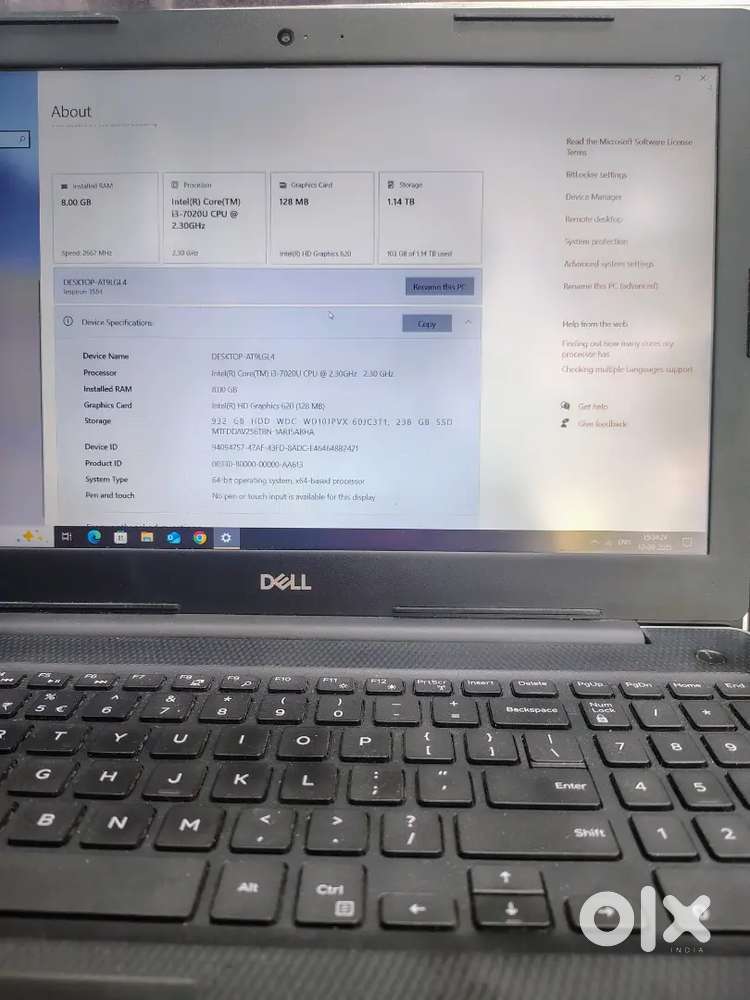 Dell Inspiron 3567  i3 7th Gen  8GB 1TB+256GB SSD  Great Condition