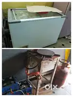Gas stove with conceve tawa shawarma roti tawa and sliding door fridge