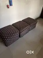 7seater sofa with cover with marble center table nd 3 puffies