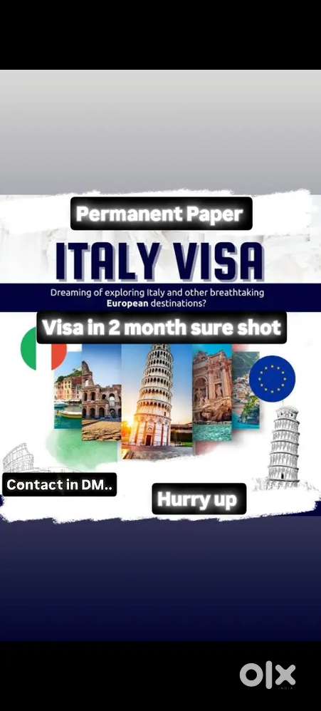 Italy permanent visa in 2 month sure shot Price 17 lacs