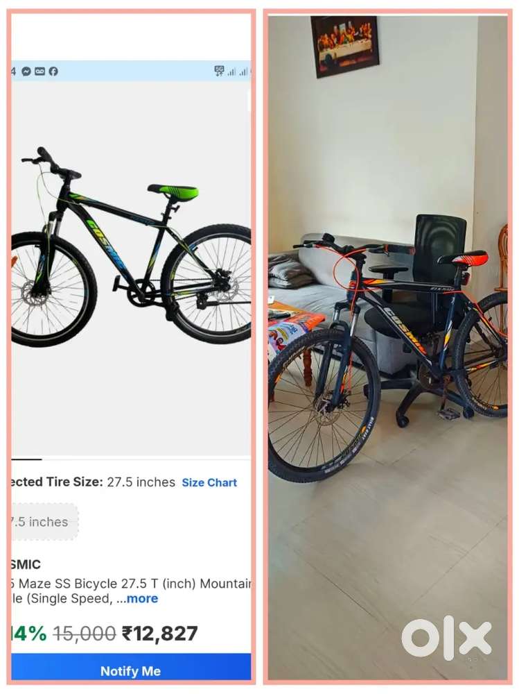 Cosmic 27.5 inch disck break cycle for sale at kazhakuttom