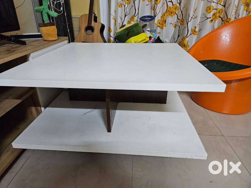 Java Coffee Table - Frosty White & Dark Walnut Color, Engineered Wood