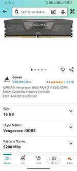 CORSAIR DDR5 16GB 5200MHZ RAM
