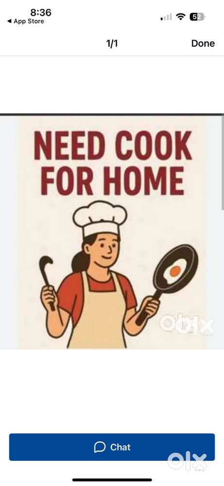 Gharme khana banane ke liye cook chahiye