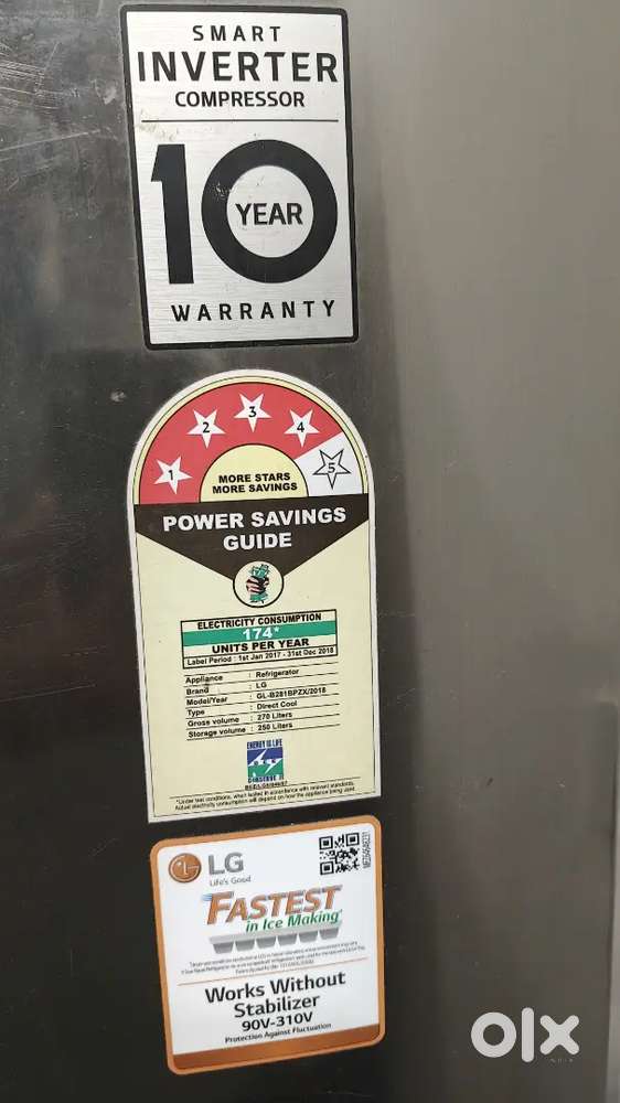 L G refrigerator 270 litre very good condition every parts are same